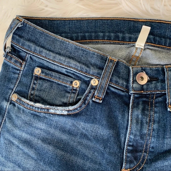 NWOT Rag & Bone Dre Slim Boyfriend Jean Java Blue w/Holes Raw Hem Distressed - Picture 6 of 11